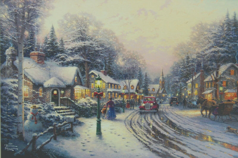 Village Christmas By Thomas Kinkade 2011 Signed In Plate Offset Lithograph