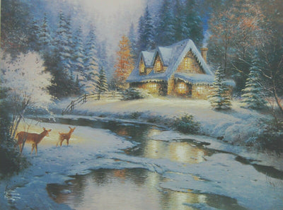 Deer Creek Cottage By Thomas Kinkade - 2011 Signed In Plate Offset Lithograph