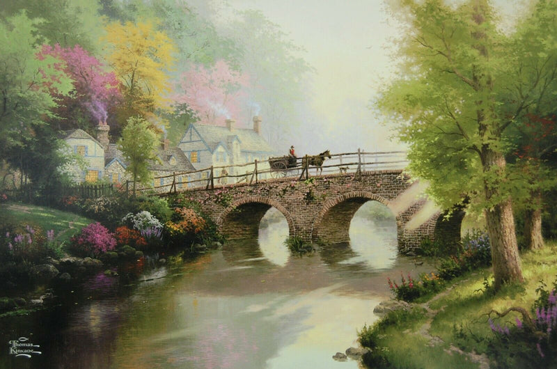 Hometown Bridge By Thomas Kinkade - 2011 Signed In Plate Offset Lithograph