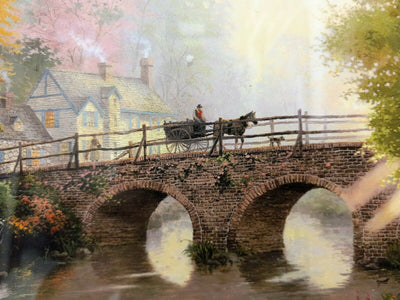 Hometown Bridge By Thomas Kinkade - 2011 Signed In Plate Offset Lithograph