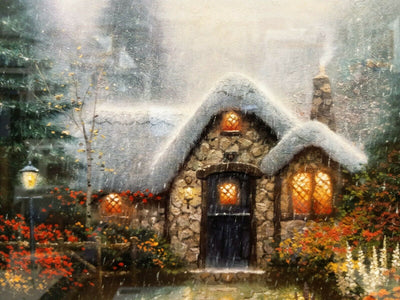 Woodsman's Thatch By Thomas Kinkade - 2011 Signed In Plate Offset Lithograph