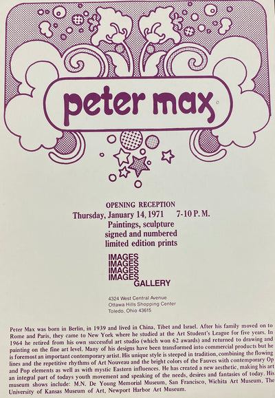 Peter Max Memorabilia: Original Gallery Invitation