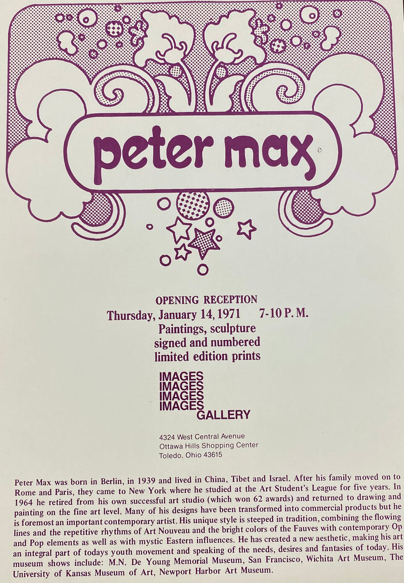 Peter Max Memorabilia: Original Gallery Invitation