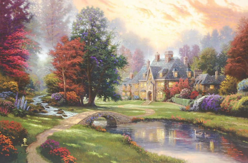 Mansions In Paradise By Thomas Kinkade - Framed River Landscape Original Print