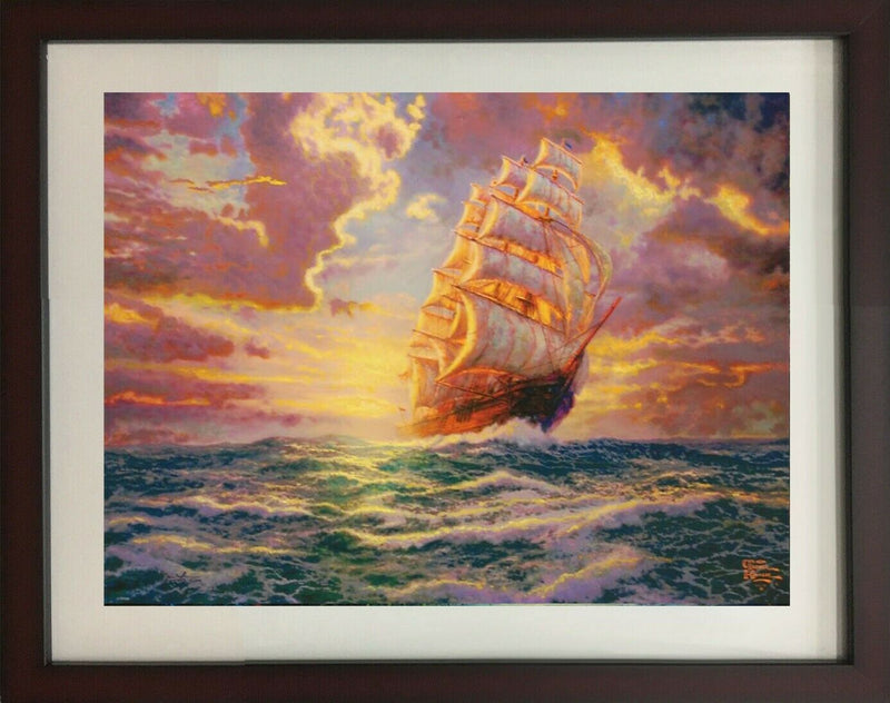 Courageous Voyage By Thomas Kinkade - Framed Art Ocean Landscape Original Print