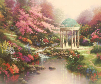 The Garden of Prayer By Thomas Kinkade - Original Framed Art Print Landscape