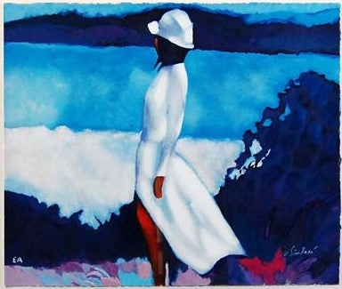 White Dress By Nicola Simbari - 1990 Framed Serigraph On Paper