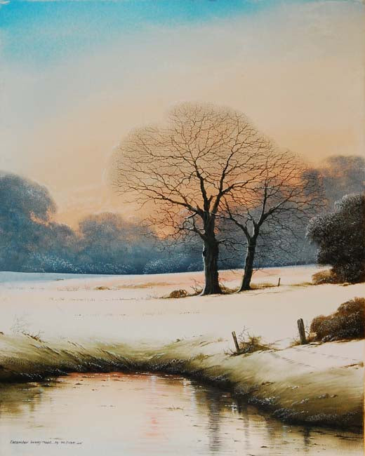December Loving Trees by M.J. Hill Original Acrylic on Canvas