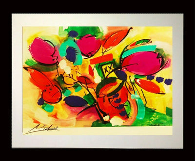 Flowers II By Gockel Original Framed Hand Embellished Mixed Media Hand Signed