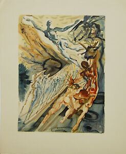 Dali Divine Comedy: Meeting of Two Groups of Lustful Ones 1960 Original Woodblock
