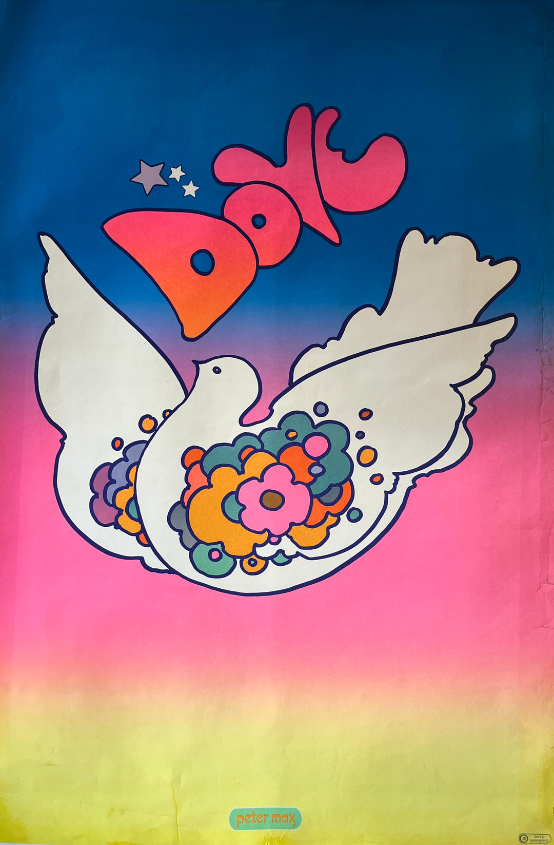 【1970年代】ピーターマックス「DOVE」ヴィンテージ ポスター ハト鳩ピース Dove by Peter Max 1968 Original Poster | Baterbys Art, Framing