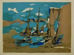 MARCEL MOULY 'Amsterdam' 1980 Signed Abstract Cityscape Lithograph with COA