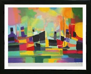 MARCEL MOULY 'Les Bateaux II' 1999 Signed Nautical Abstract Lithograph