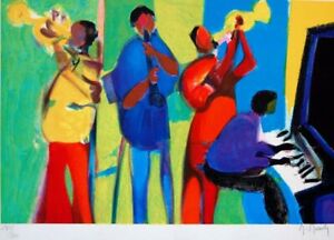 Marcel Mouly Quartette Jazz (Jazz Quartet) Original Framed Print Hand Signed