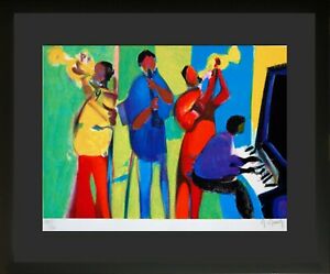 Marcel Mouly Quartette Jazz (Jazz Quartet) Original Framed Print Hand Signed