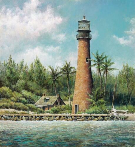 "Cape Florida" by Tripp Harrison (Framed Art Lithograph Lighthouse Island)
