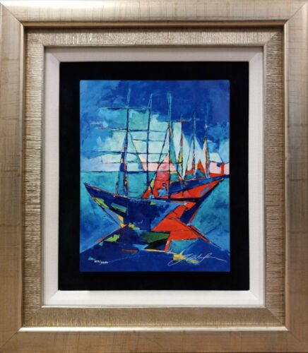 Fluorescent Sea - Yuval Wolfson Original Framed Caldograph on Wood Hand Signed