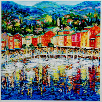 Portofino Duaiv Framed Hand embellished giclee on canvas